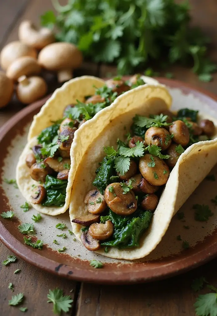 25 Air Fryer Taco Recipes That Are Crispy and Easy 96 25 Air Fryer Taco Recipes That Are Crispy and Easy - 16. Mushroom and Spinach Tacos