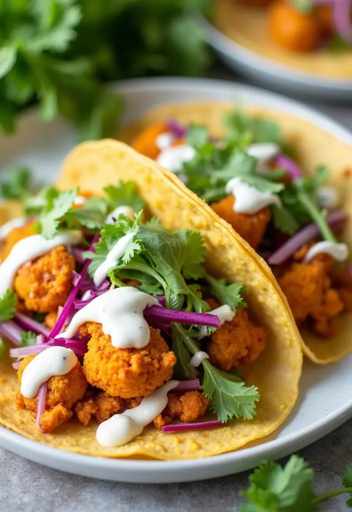25 Air Fryer Taco Recipes That Are Crispy and Easy 15 25 Air Fryer Taco Recipes That Are Crispy and Easy - 3. Cauliflower Buffalo Tacos