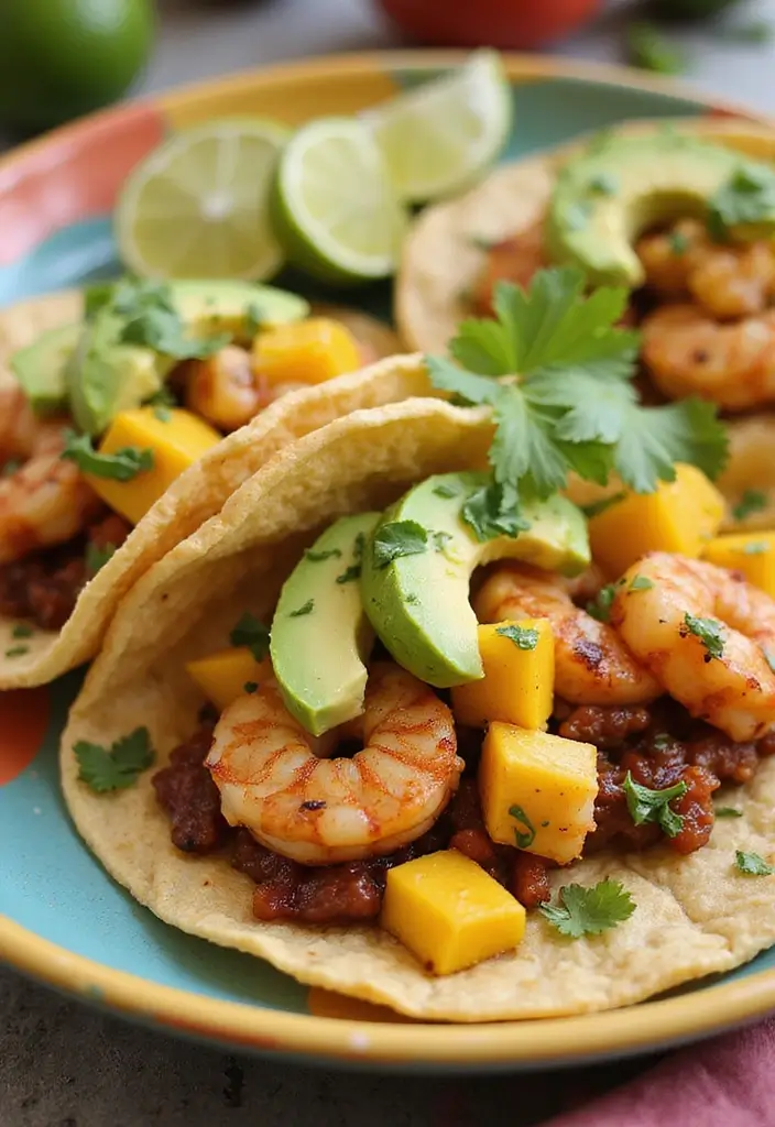 25 Healthy Shrimp Taco Recipes with Fresh Flavors 18 25 Healthy Shrimp Taco Recipes with Fresh Flavors - 4. Avocado Shrimp Tacos with Mango