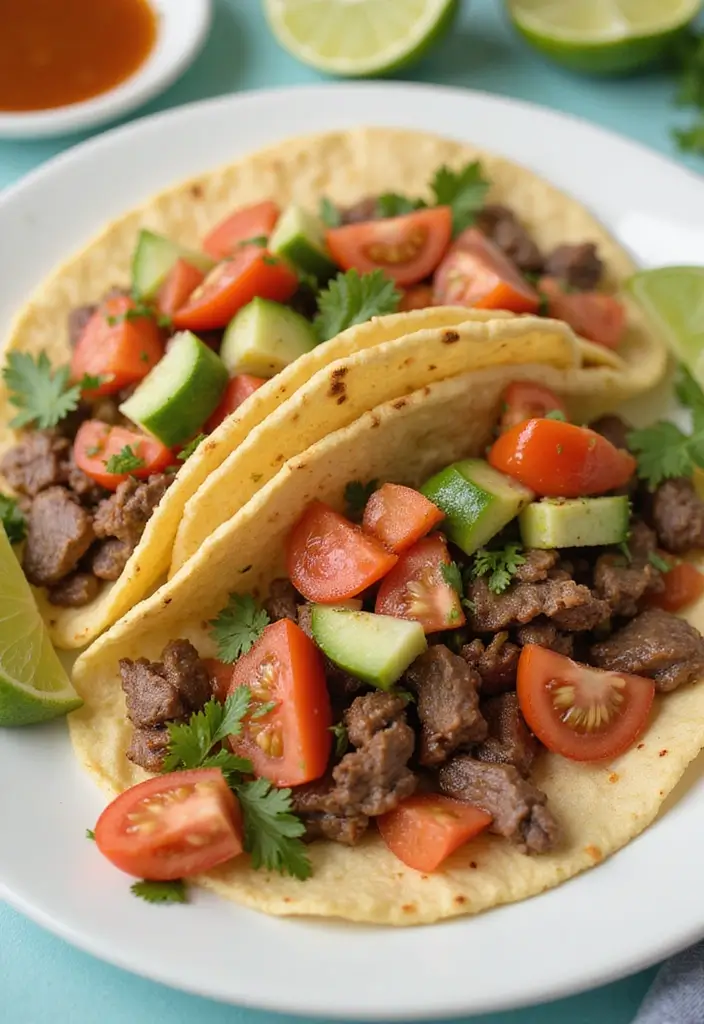 25 Healthy Steak Taco Recipes Packed with Protein 132 25 Healthy Steak Taco Recipes Packed with Protein - 20. Steak Tacos with Tomato and Cucumber Salad