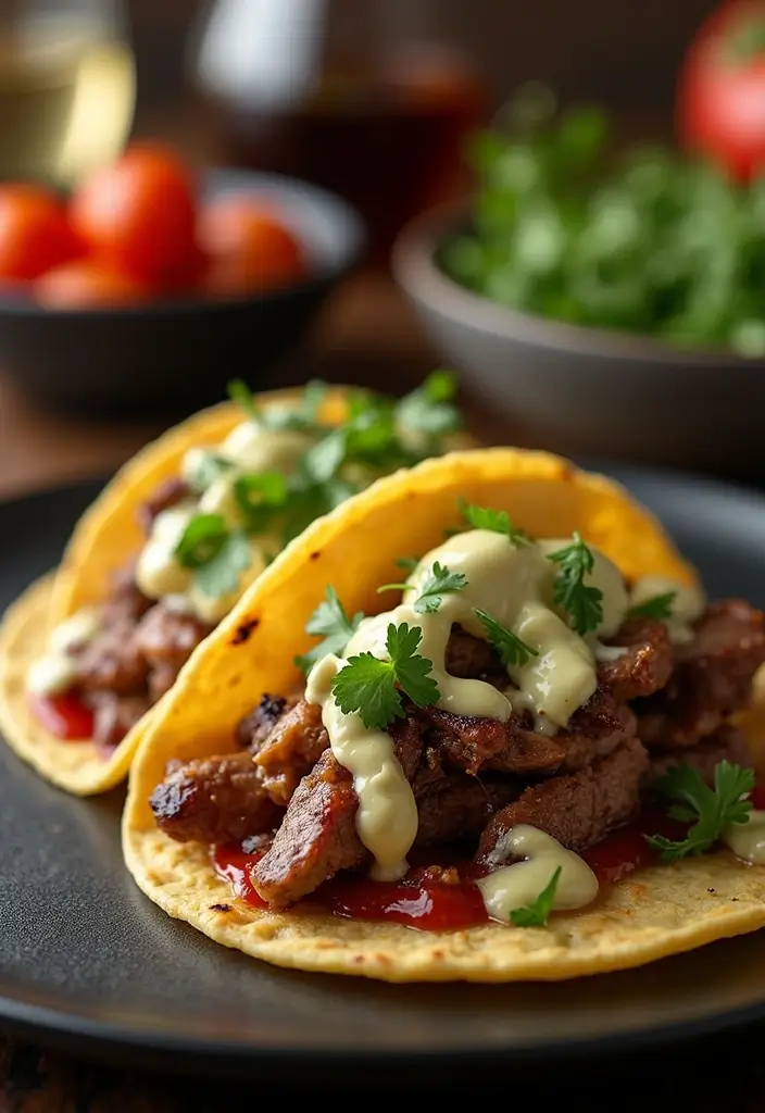 25 Healthy Steak Taco Recipes Packed with Protein 153 25 Healthy Steak Taco Recipes Packed with Protein - 23. Steak Tacos with Garlic Aioli