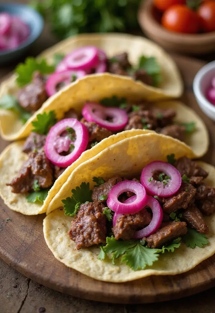25 Healthy Steak Taco Recipes Packed with Protein 160 25 Healthy Steak Taco Recipes Packed with Protein - 24. Steak Tacos with Pickled Red Onions