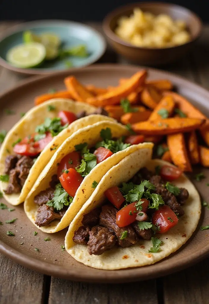25 Healthy Steak Taco Recipes Packed with Protein 167 25 Healthy Steak Taco Recipes Packed with Protein - 25. Steak Tacos with Sweet Potato Fries
