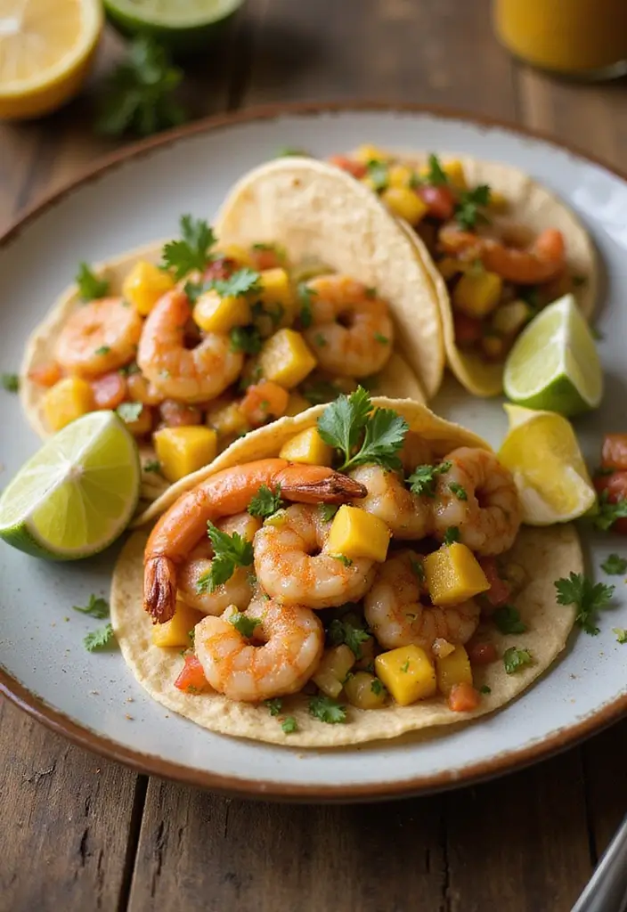 25 Healthy Taco Meat Recipes for Clean Eating Lovers 8 25 Healthy Taco Meat Recipes for Clean Eating Lovers - 2. Zesty Shrimp Tacos with Mango Salsa