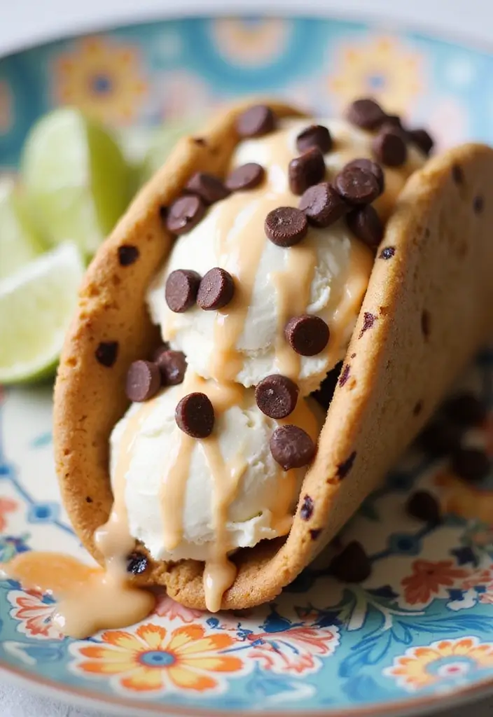 25 Ice Cream Taco Recipes for a Playful Dessert 1 25 Ice Cream Taco Recipes for a Playful Dessert - 1. Chocolate Chip Cookie Taco
