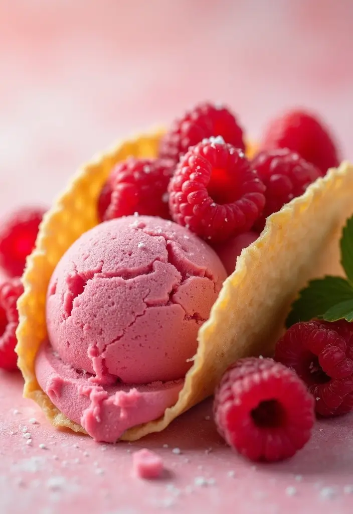 25 Ice Cream Taco Recipes for a Playful Dessert 71 25 Ice Cream Taco Recipes for a Playful Dessert - 11. Raspberry Sorbet Ice Cream Taco