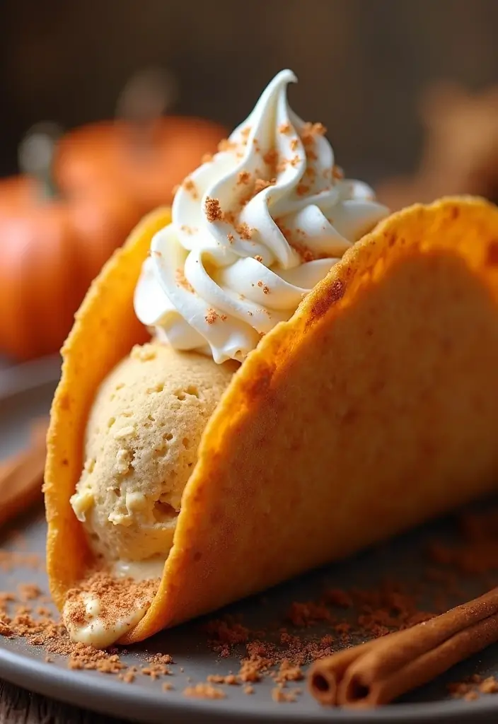 25 Ice Cream Taco Recipes for a Playful Dessert 78 25 Ice Cream Taco Recipes for a Playful Dessert - 12. Pumpkin Spice Ice Cream Taco