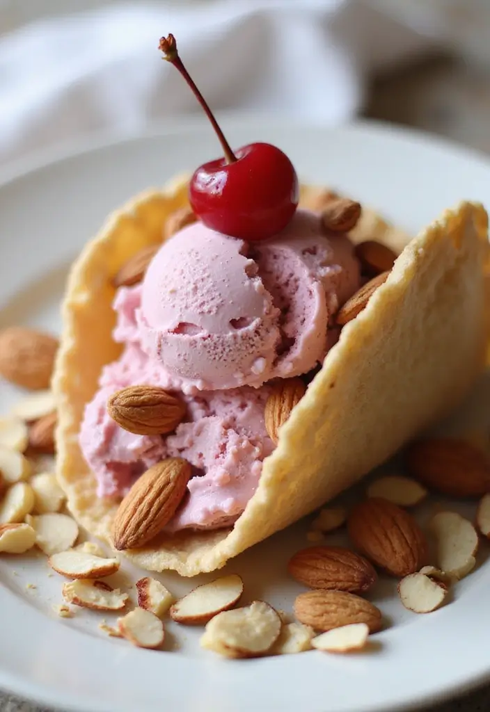 25 Ice Cream Taco Recipes for a Playful Dessert 85 25 Ice Cream Taco Recipes for a Playful Dessert - 13. Cherry Almond Ice Cream Taco
