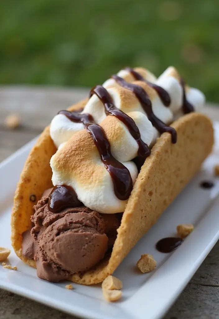 25 Ice Cream Taco Recipes for a Playful Dessert 36 25 Ice Cream Taco Recipes for a Playful Dessert - 6. S'mores Ice Cream Taco