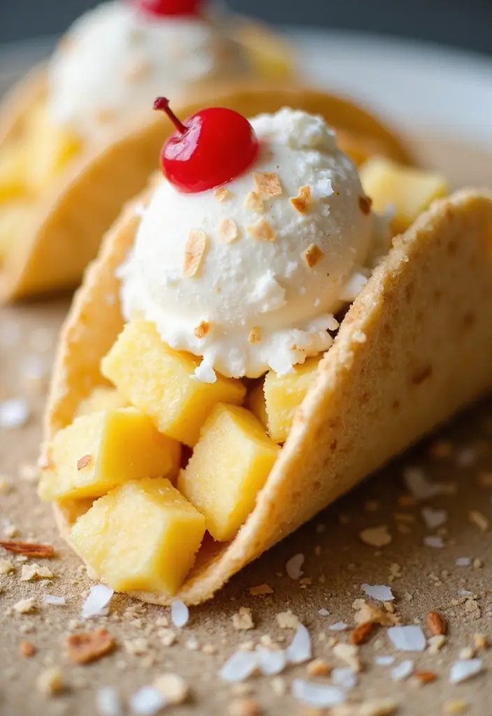 25 Ice Cream Taco Recipes for a Playful Dessert 43 25 Ice Cream Taco Recipes for a Playful Dessert - 7. Coconut Pineapple Ice Cream Taco