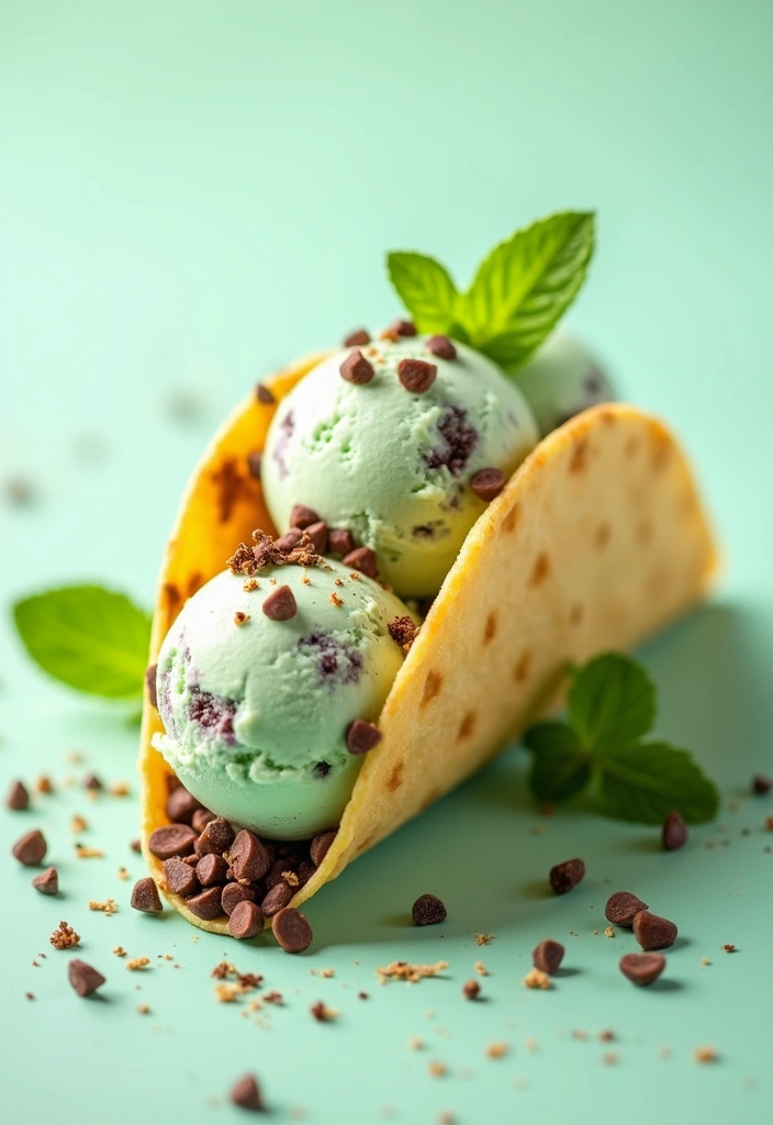 25 Ice Cream Taco Recipes for a Playful Dessert 57 25 Ice Cream Taco Recipes for a Playful Dessert - 9. Mint Chocolate Chip Ice Cream Taco