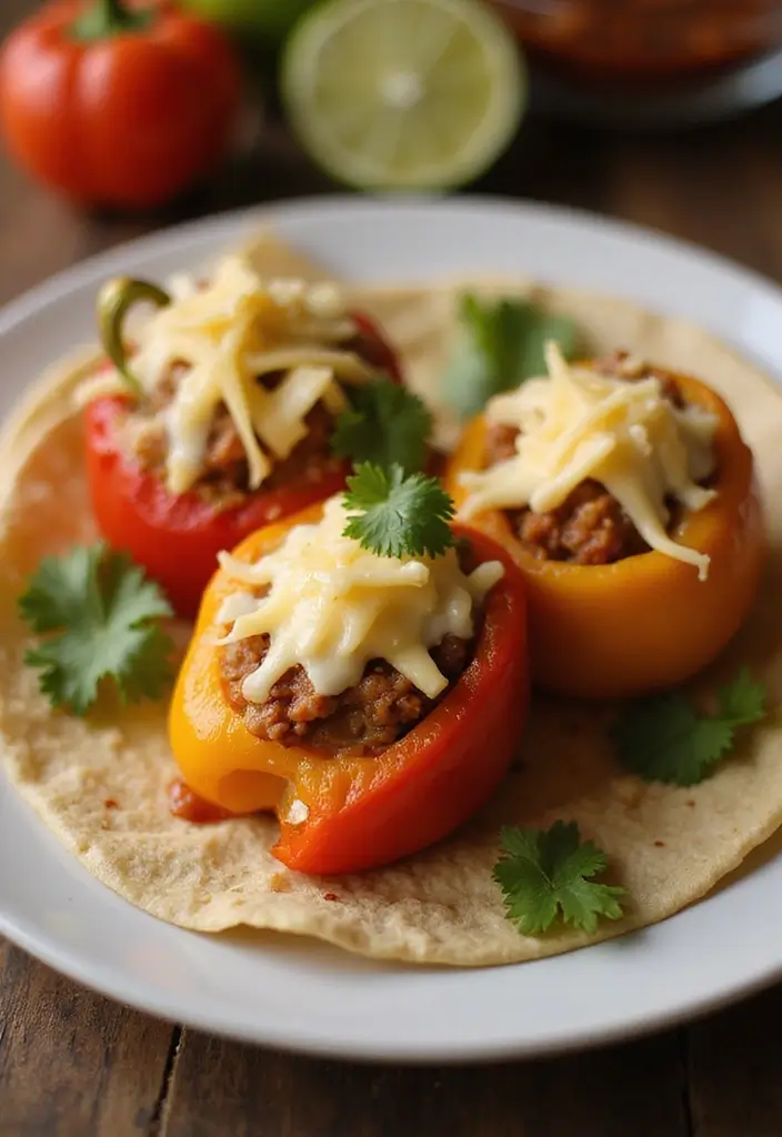 25 Recipes Using Soft Taco Shells for Quick Meals 121 25 Recipes Using Soft Taco Shells for Quick Meals - 19. Stuffed Bell Pepper Tacos