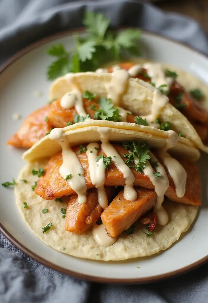 25 Recipes Using Soft Taco Shells for Quick Meals 161 25 Recipes Using Soft Taco Shells for Quick Meals - 25. Salmon Tacos with Garlic Cream Sauce