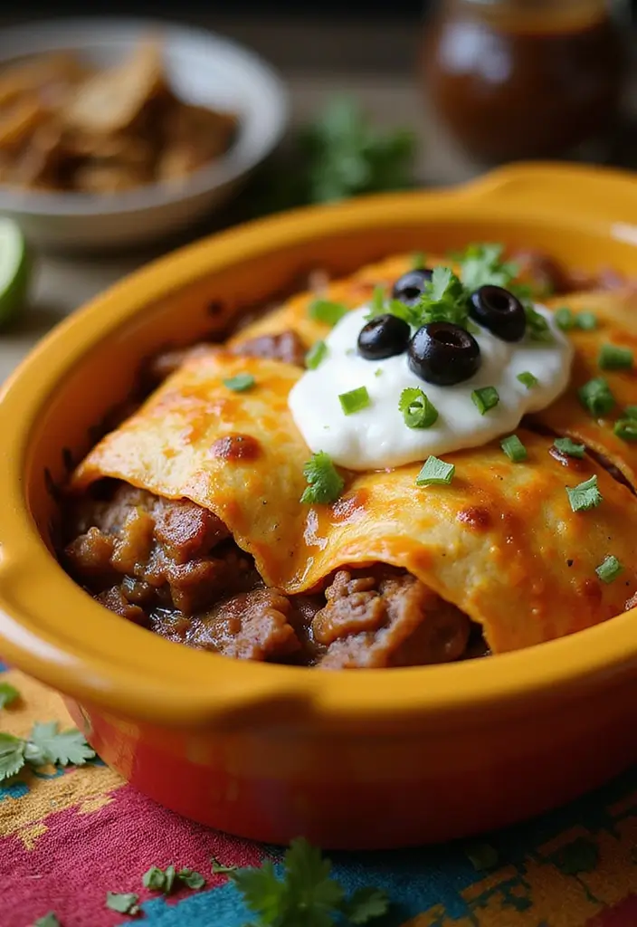 25 Taco Casserole Recipes with Tortillas for Layered Flavor 93 25 Taco Casserole Recipes with Tortillas for Layered Flavor - 15. Classic Beef Enchilada Taco Casserole