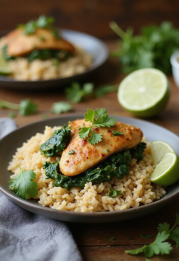 25 Taco Chicken and Rice Recipes That Make Dinner Simple 134 25 Taco Chicken and Rice Recipes That Make Dinner Simple - 20. Taco Chicken and Rice with Sautéed Spinach