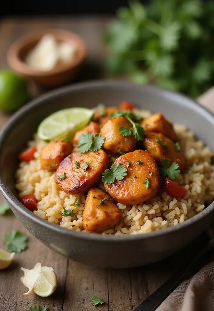25 Taco Chicken and Rice Recipes That Make Dinner Simple 162 25 Taco Chicken and Rice Recipes That Make Dinner Simple - 24. Taco Chicken and Rice with Garlic and Herbs
