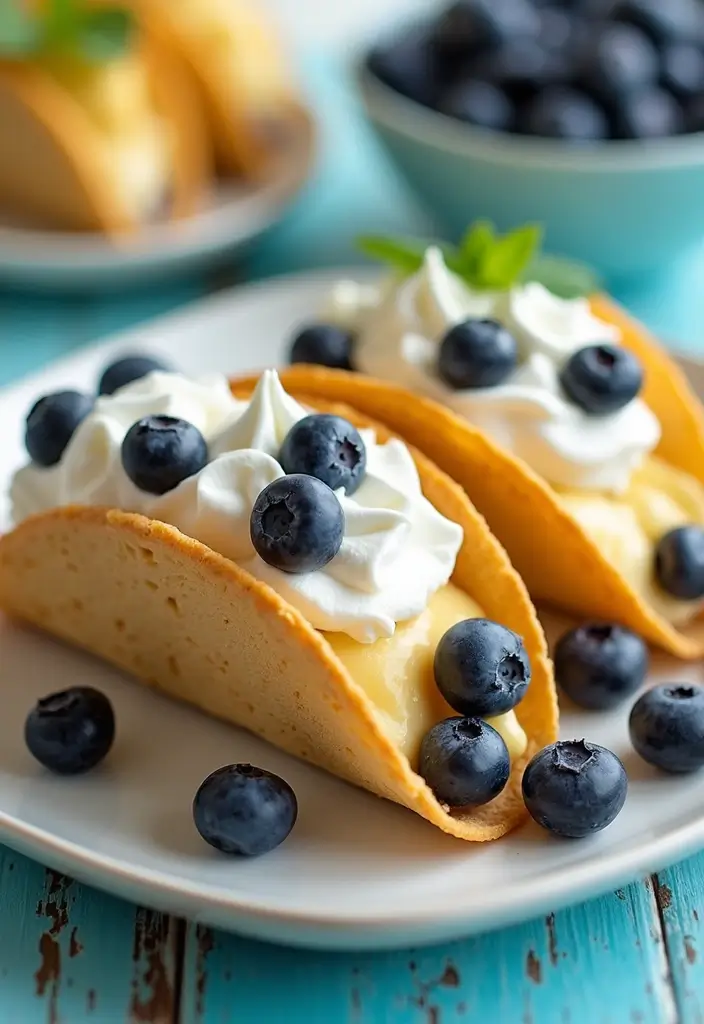 25 Taco Dessert Ideas and Easy Sweet Recipes to Try 71 25 Taco Dessert Ideas and Easy Sweet Recipes to Try - 11. Blueberry Cheesecake Tacos