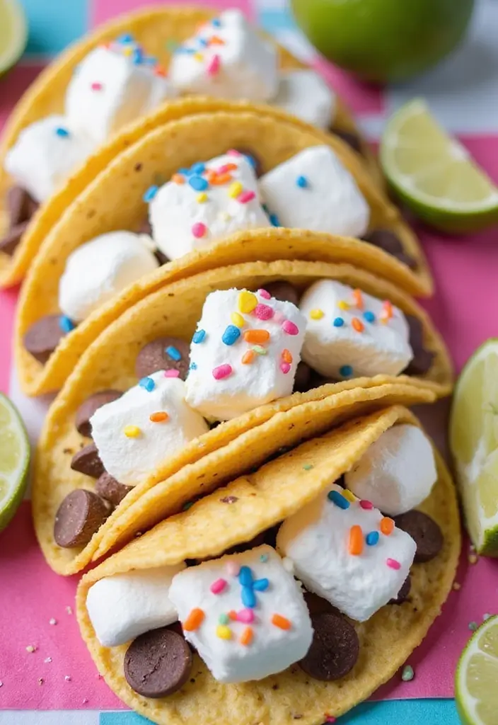 25 Taco Dessert Ideas and Easy Sweet Recipes to Try 92 25 Taco Dessert Ideas and Easy Sweet Recipes to Try - 14. Marshmallow Fluff Tacos