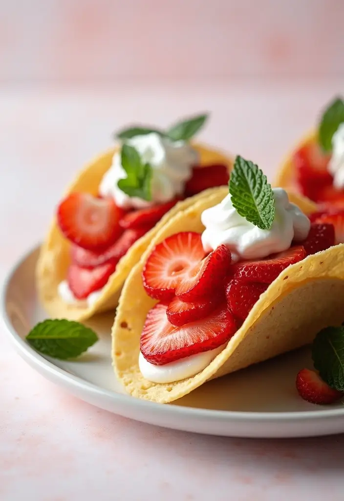 25 Taco Dessert Ideas and Easy Sweet Recipes to Try 8 25 Taco Dessert Ideas and Easy Sweet Recipes to Try - 2. Strawberry Cheesecake Tacos