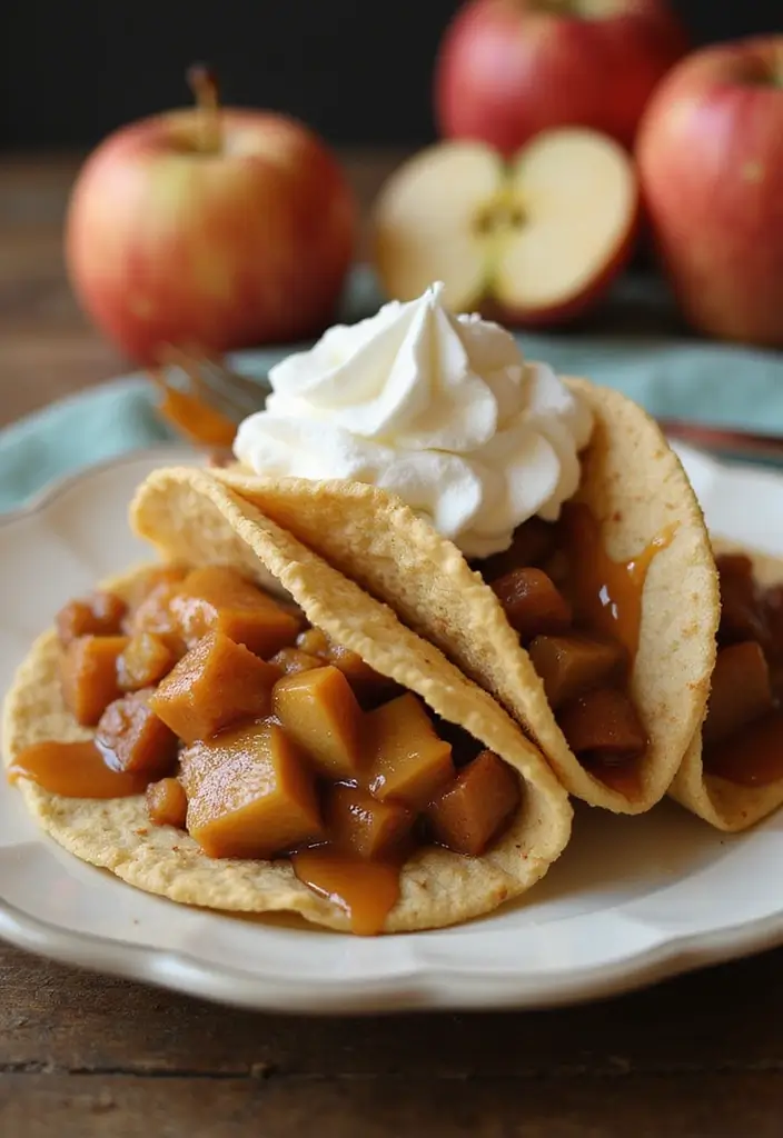 25 Taco Dessert Ideas and Easy Sweet Recipes to Try 57 25 Taco Dessert Ideas and Easy Sweet Recipes to Try - 9. Apple Pie Tacos