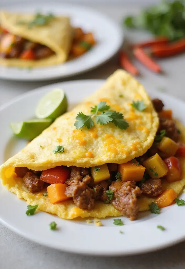25 Taco Meat Breakfast Recipes for a Savory Start 13 25 Taco Meat Breakfast Recipes for a Savory Start - 3. Cheesy Taco Meat Omelette