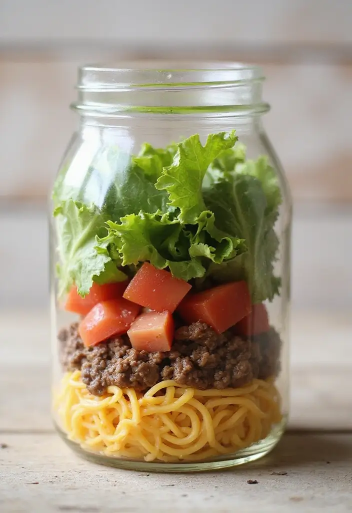 25 Taco Salad in a Jar Recipes for Fresh and Easy Lunches 1 25 Taco Salad in a Jar Recipes for Fresh and Easy Lunches - 1. Classic Taco Salad in a Jar