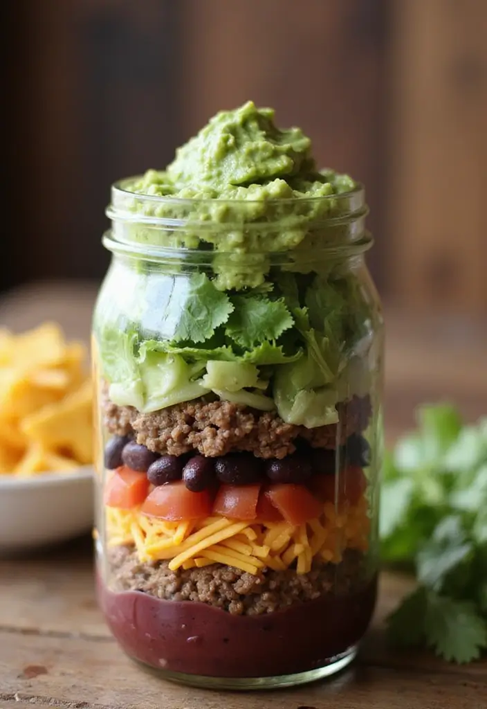 25 Taco Salad in a Jar Recipes for Fresh and Easy Lunches 20 25 Taco Salad in a Jar Recipes for Fresh and Easy Lunches - 4. Beef & Bean Taco Salad in a Jar