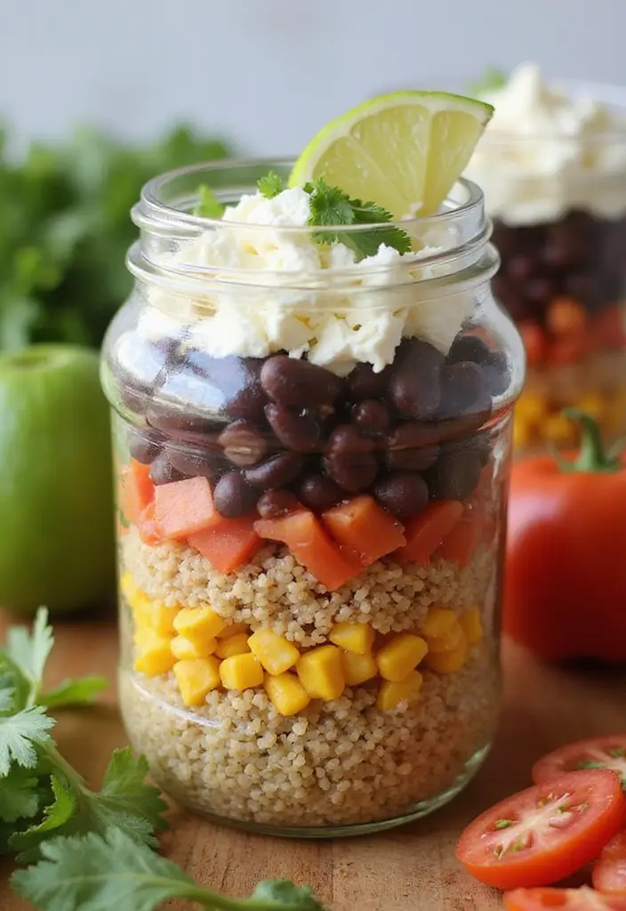 25 Taco Salad in a Jar Recipes for Fresh and Easy Lunches 34 25 Taco Salad in a Jar Recipes for Fresh and Easy Lunches - 6. Taco Salad with Quinoa in a Jar