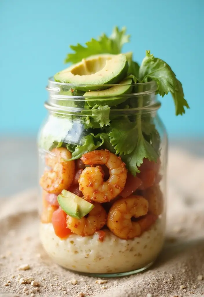 25 Taco Salad in a Jar Recipes for Fresh and Easy Lunches 39 25 Taco Salad in a Jar Recipes for Fresh and Easy Lunches - 7. Spicy Shrimp Taco Salad in a Jar
