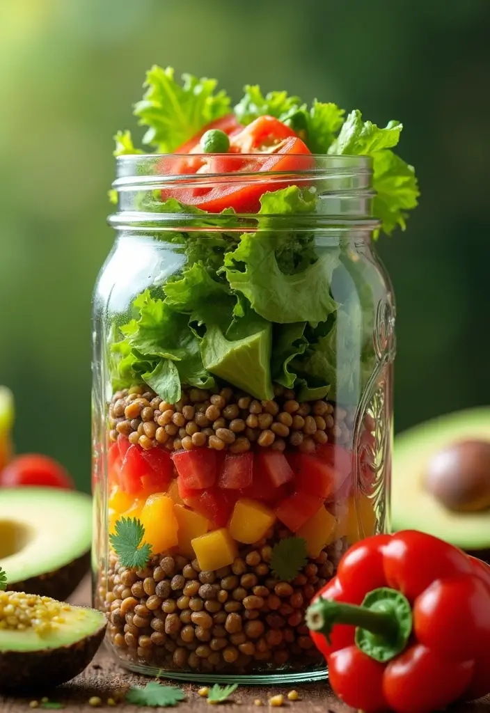 25 Taco Salad in a Jar Recipes for Fresh and Easy Lunches 53 25 Taco Salad in a Jar Recipes for Fresh and Easy Lunches - 9. Taco Salad with Lentils in a Jar