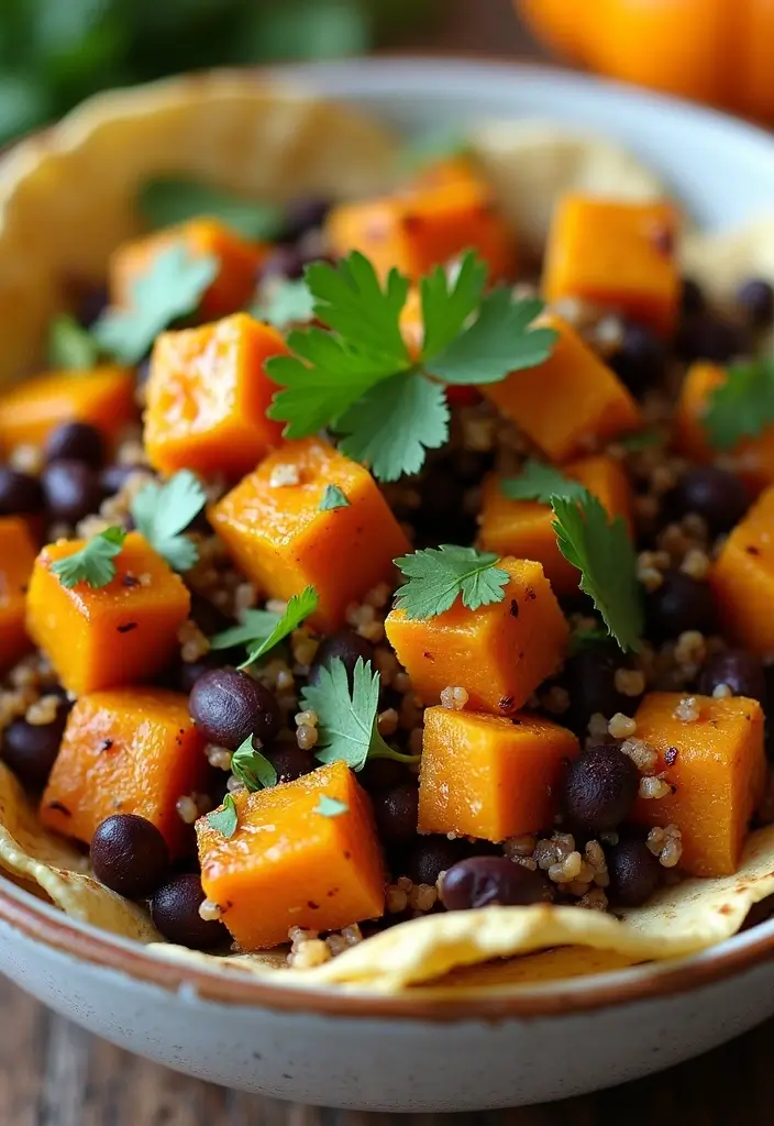 25 Vegan Taco Bowl Recipes That Are Colorful and Satisfying 77 25 Vegan Taco Bowl Recipes That Are Colorful and Satisfying - 13. Pumpkin and Black Bean Taco Bowl