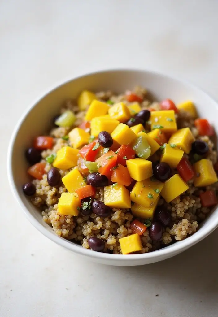 25 Vegan Taco Bowl Recipes That Are Colorful and Satisfying 8 25 Vegan Taco Bowl Recipes That Are Colorful and Satisfying - 2. Quinoa Taco Bowl with Mango Salsa