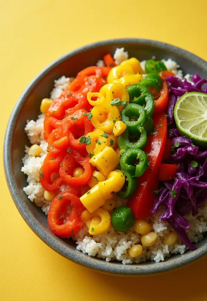 25 Vegan Taco Bowl Recipes That Are Colorful and Satisfying 34 25 Vegan Taco Bowl Recipes That Are Colorful and Satisfying - 6. Rainbow Veggie Taco Bowl