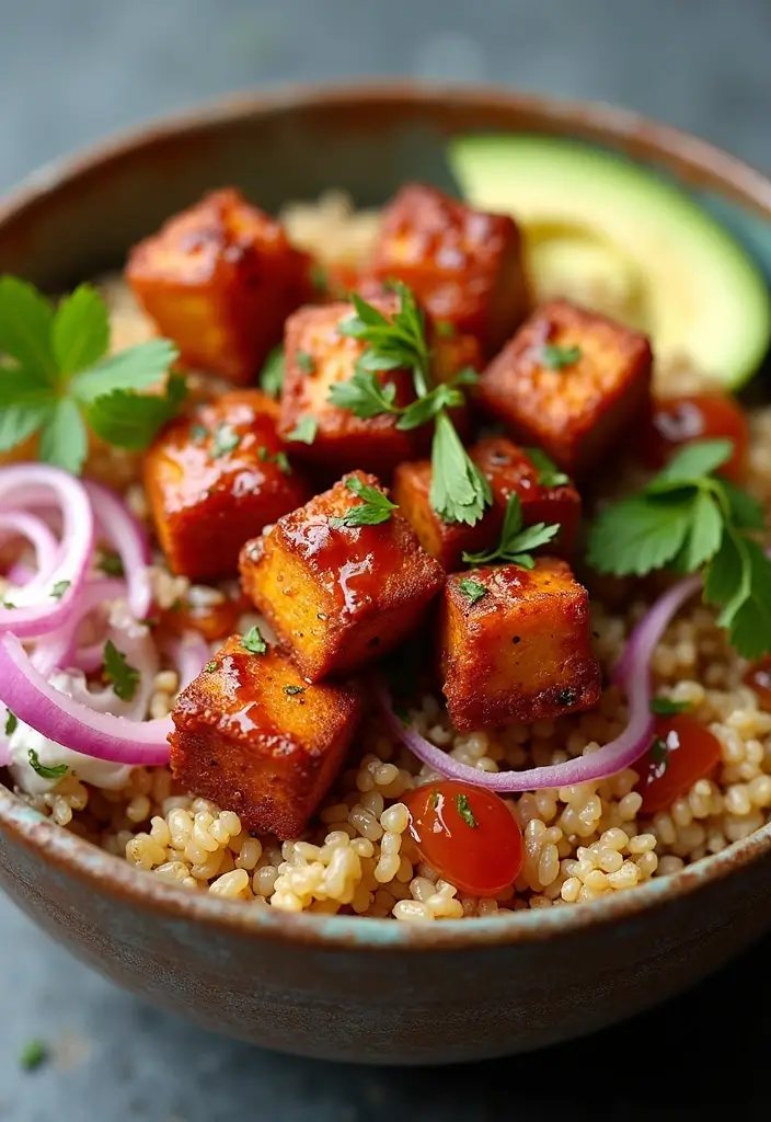 25 Vegan Taco Bowl Recipes That Are Colorful and Satisfying 39 25 Vegan Taco Bowl Recipes That Are Colorful and Satisfying - 7. BBQ Tofu Taco Bowl