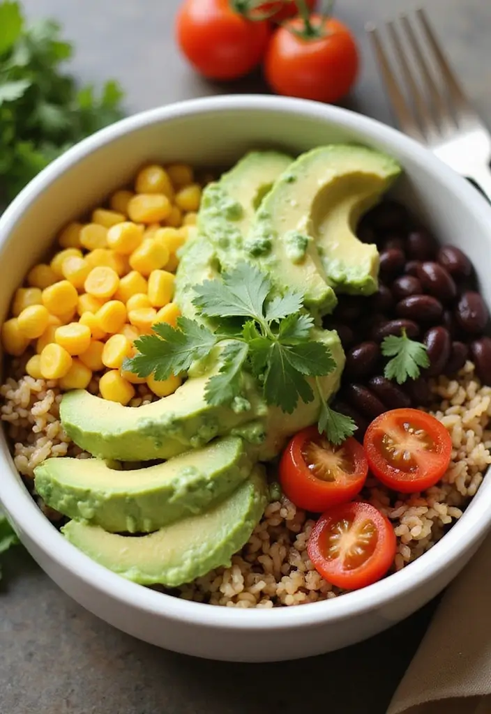 25 Vegan Taco Bowl Recipes That Are Colorful and Satisfying 46 25 Vegan Taco Bowl Recipes That Are Colorful and Satisfying - 8. Taco Bowl with Avocado Dressing
