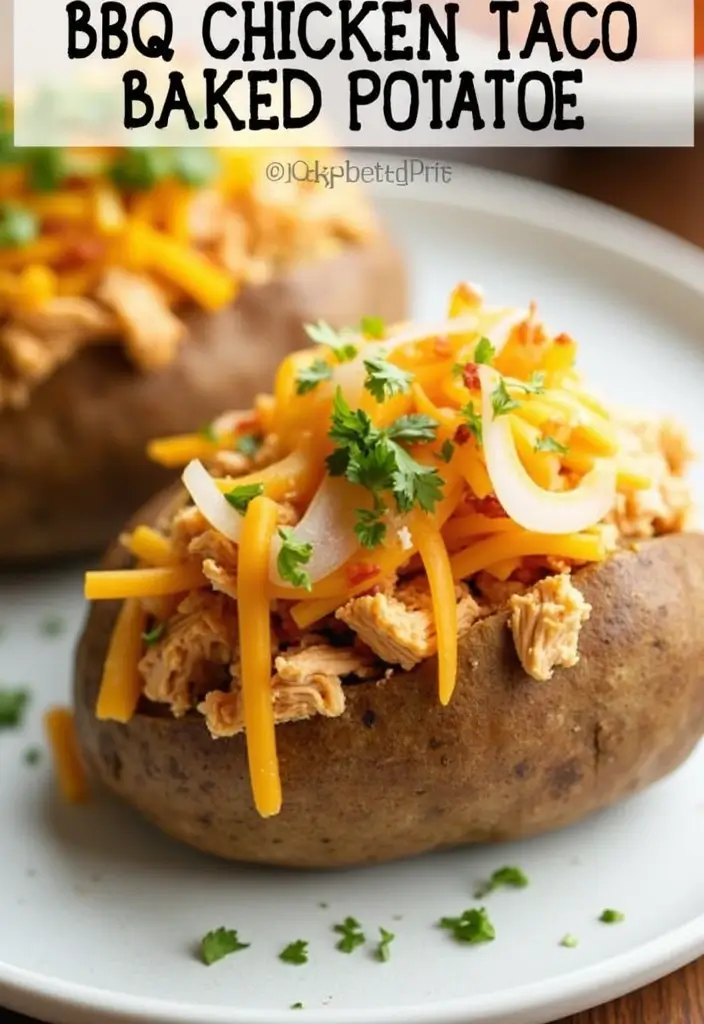 26 Taco Baked Potato Recipes with a Fun Twist - 16. BBQ Chicken Taco Baked Potato