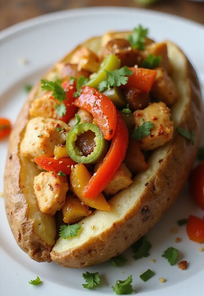 26 Taco Baked Potato Recipes with a Fun Twist - 25. Taco Fajita Baked Potato