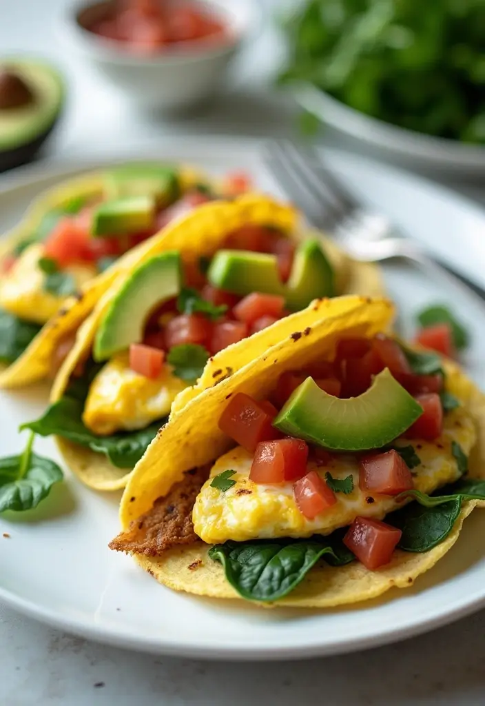 26 Taco Tuesday Recipes and Sides for the Ultimate Feast 44 26 Taco Tuesday Recipes and Sides for the Ultimate Feast - 8. Egg and Spinach Breakfast Tacos