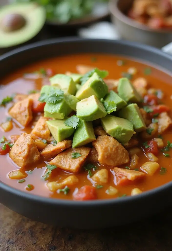 27 Chicken Taco Soup Recipes for Warm Hearty Bowls 135 27 Chicken Taco Soup Recipes for Warm Hearty Bowls - 21. Chicken Taco Soup with Avocado