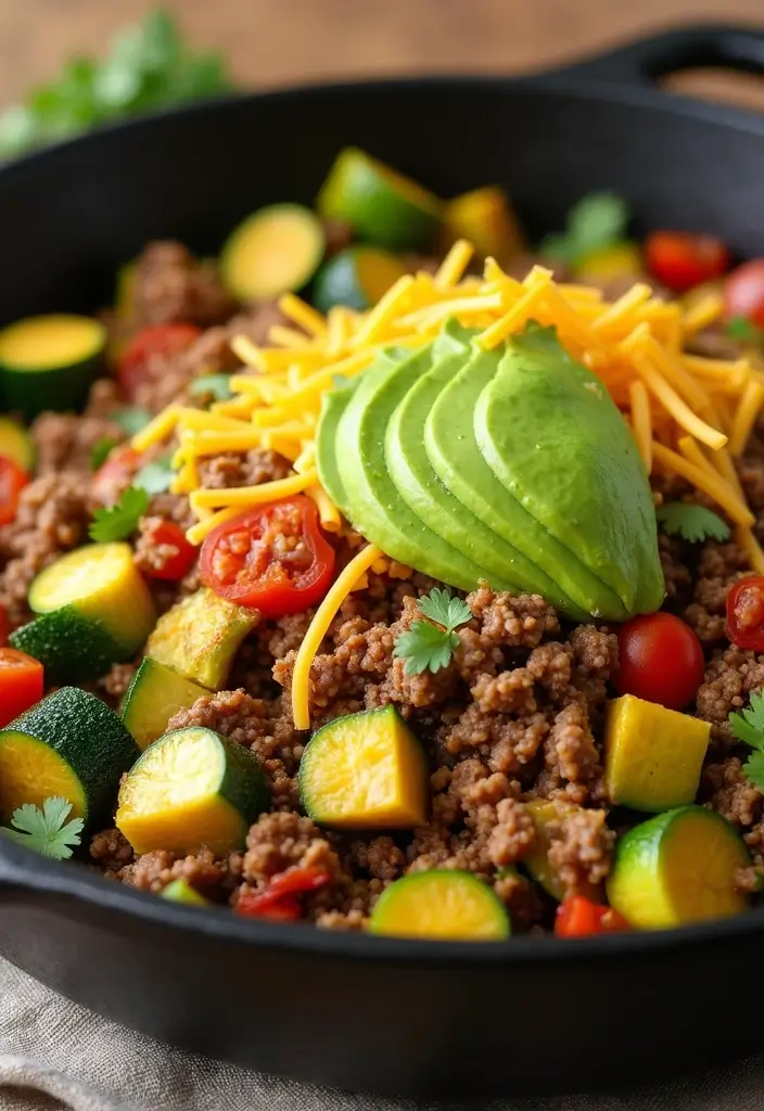27 Ground Beef Taco Skillet Recipes for One-Pan Meals 71 27 Ground Beef Taco Skillet Recipes for One-Pan Meals - 11. Taco Zucchini Skillet