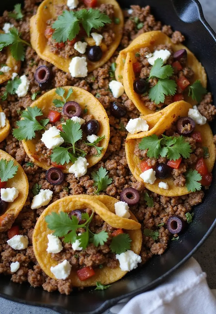 27 Ground Beef Taco Skillet Recipes for One-Pan Meals 99 27 Ground Beef Taco Skillet Recipes for One-Pan Meals - 15. Mediterranean Taco Skillet