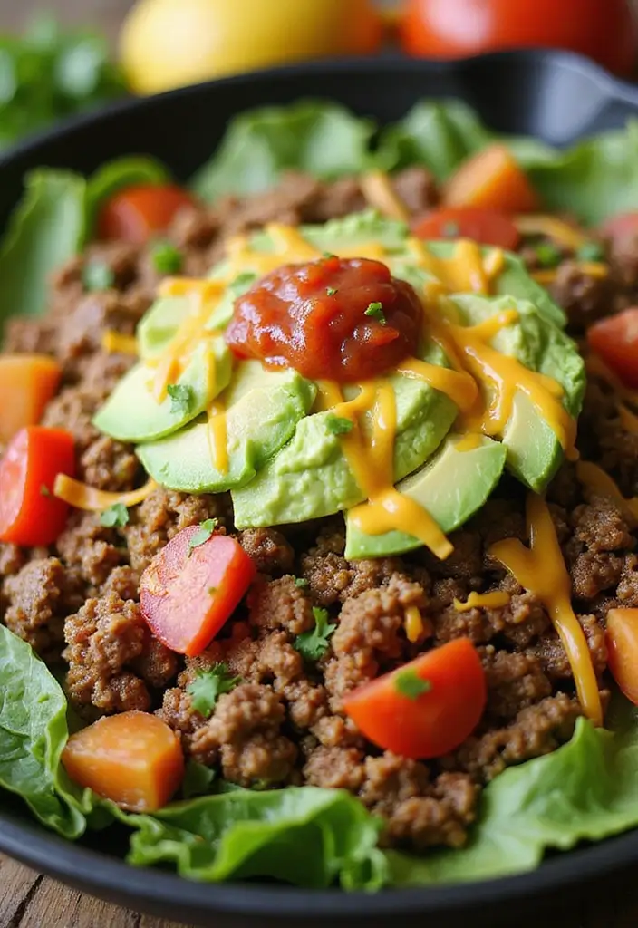 27 Ground Beef Taco Skillet Recipes for One-Pan Meals 120 27 Ground Beef Taco Skillet Recipes for One-Pan Meals - 18. Taco Salad Skillet