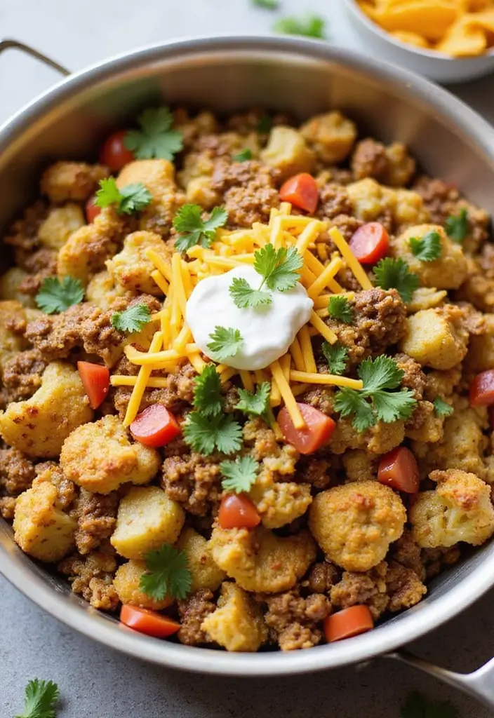 27 Ground Beef Taco Skillet Recipes for One-Pan Meals 153 27 Ground Beef Taco Skillet Recipes for One-Pan Meals - 23. Taco Cauliflower Skillet