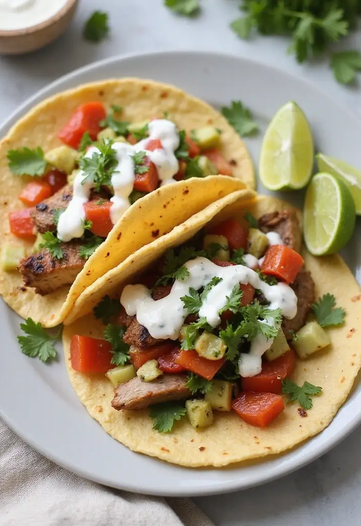 27 Mediterranean Diet Taco Recipes with Fresh Ingredients 108 27 Mediterranean Diet Taco Recipes with Fresh Ingredients - 17. Greek-Style Pork Tacos