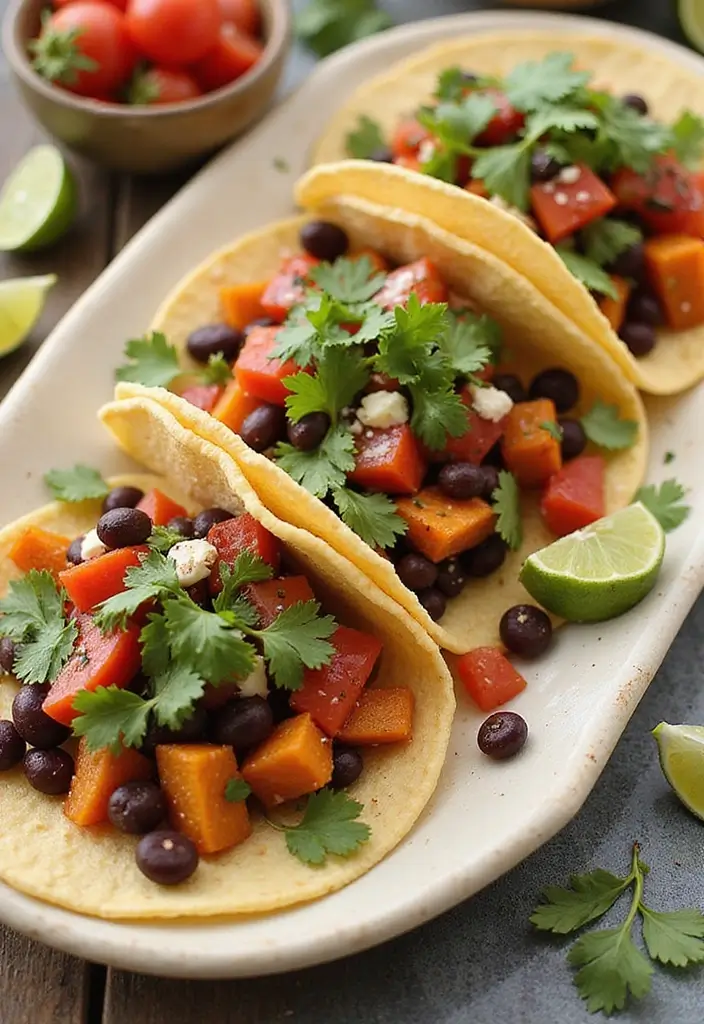 27 Mediterranean Diet Taco Recipes with Fresh Ingredients 129 27 Mediterranean Diet Taco Recipes with Fresh Ingredients - 20. Sweet Potato and Black Bean Tacos