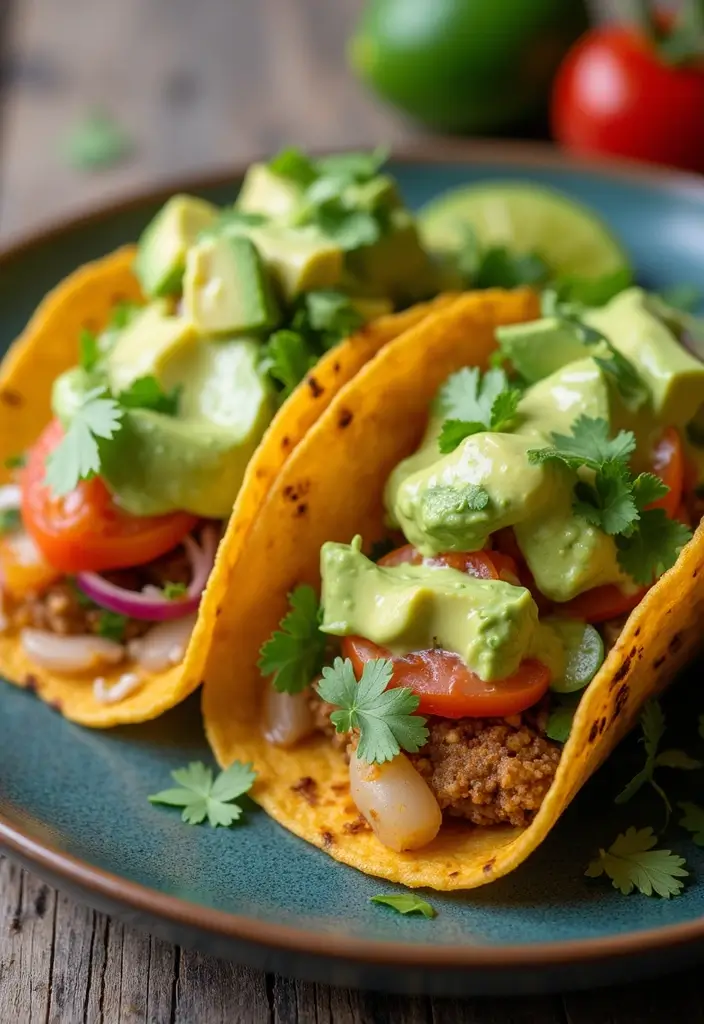 27 Mediterranean Diet Taco Recipes with Fresh Ingredients 141 27 Mediterranean Diet Taco Recipes with Fresh Ingredients - 22. Creamy Avocado Sauce Tacos