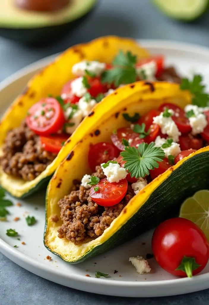 27 Mediterranean Diet Taco Recipes with Fresh Ingredients 158 27 Mediterranean Diet Taco Recipes with Fresh Ingredients - 25. Baked Greek Zucchini Tacos