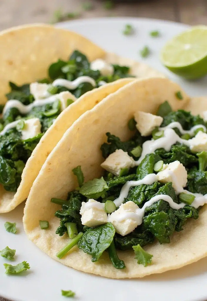 27 Mediterranean Diet Taco Recipes with Fresh Ingredients 53 27 Mediterranean Diet Taco Recipes with Fresh Ingredients - 9. Feta and Spinach Tacos