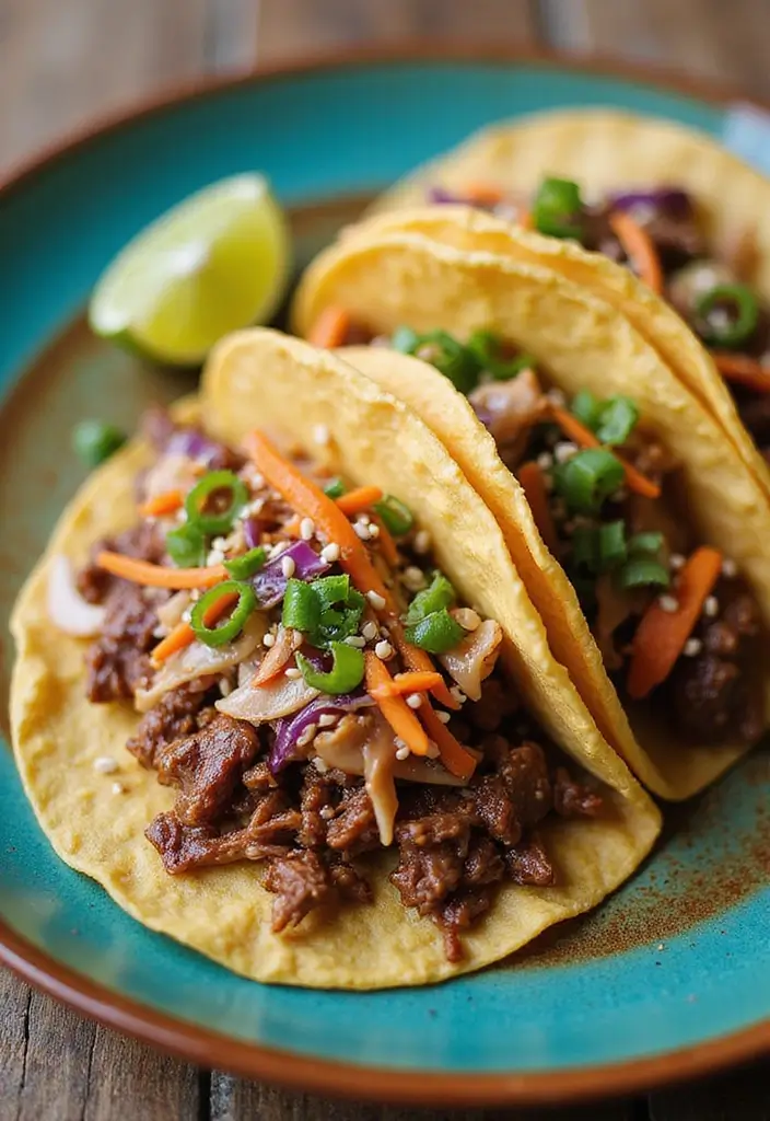 27 Shredded Beef Taco Recipes That Melt in Your Mouth 90 27 Shredded Beef Taco Recipes That Melt in Your Mouth - 14. Asian-Inspired Shredded Beef Tacos