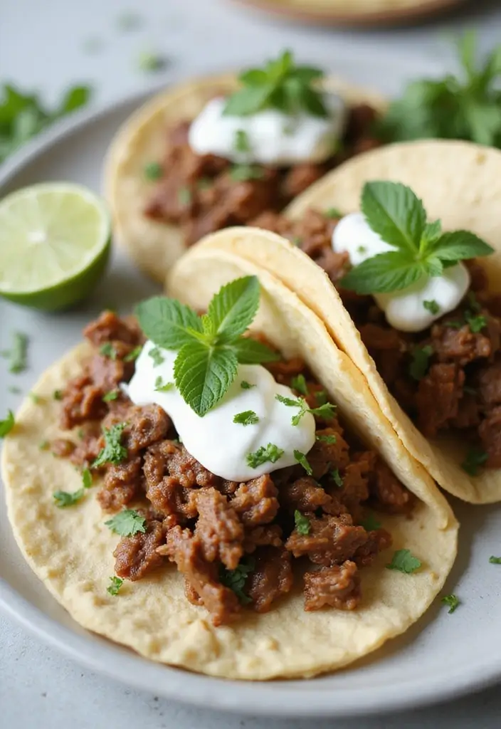 27 Shredded Beef Taco Recipes That Melt in Your Mouth 111 27 Shredded Beef Taco Recipes That Melt in Your Mouth - 17. Minty Yogurt Shredded Beef Tacos